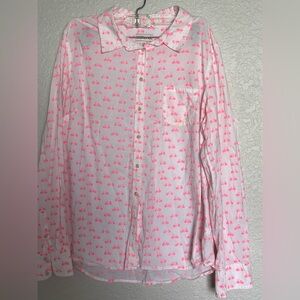 Merona Pink Bicycle Print Casual Shirt